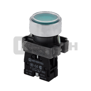 Кнопка плоская зеленая, 1NO, металл