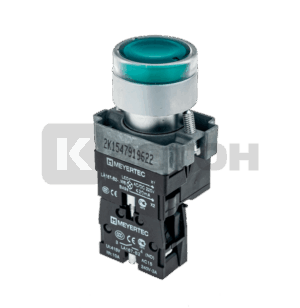 Кнопка с подсветкой зеленая 220V 1NO